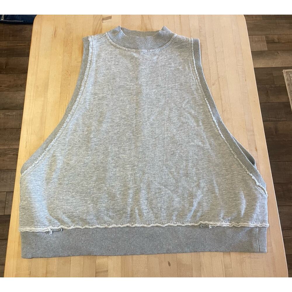 Pilcro Sleeveless Top Sweatshirt Tank L Heather Gray Crewneck Casual Layering